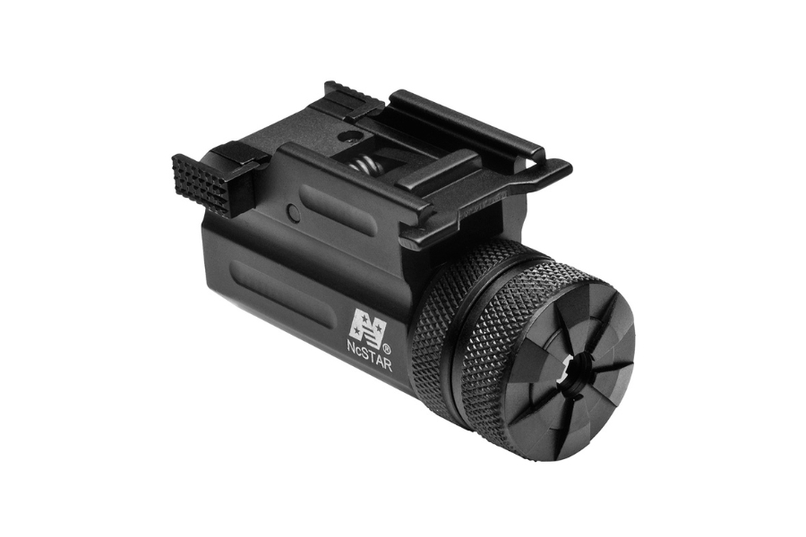 NcStar AQPTLMG Compact Laser 5mW Green Laser with 532nM Wavelength, Black Anodized Finish, and QR Weaver Style Mount for Compact and Subcompact Pistols