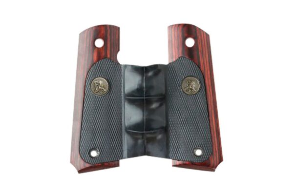 Pachmayr 00423 American Legend Grip Wraparound Black Rubber with Rosewood Trim & Finger Grooves for 1911