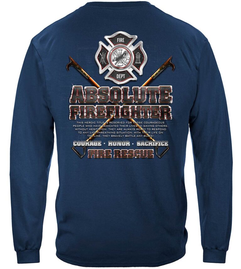 Absolute Firefighter Blue Print Long Sleeve T-Shirt