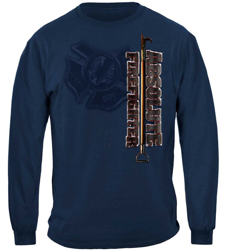 Absolute Firefighter Blue Print Long Sleeve T-Shirt - Image 2