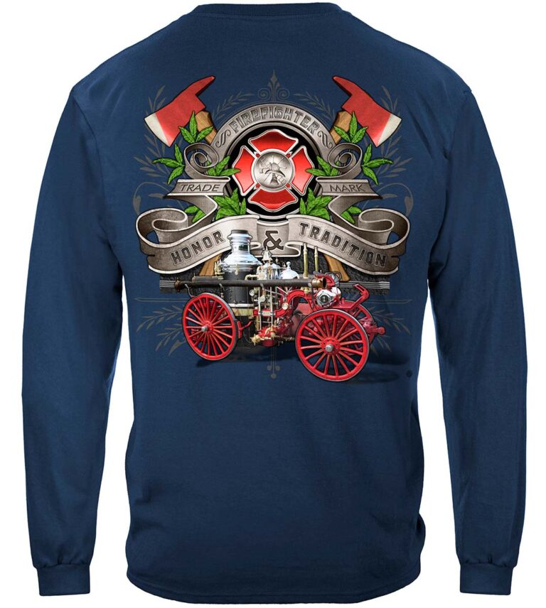 Firefighter Traditional Anique Pump Truck Long Sleeve T-Shirt