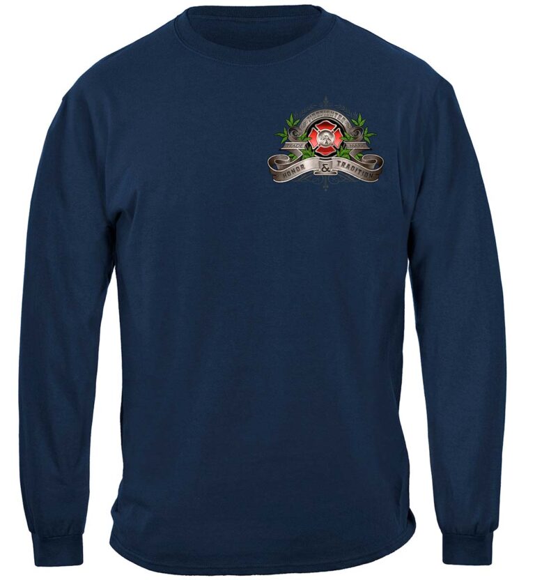 Firefighter Traditional Anique Pump Truck Long Sleeve T-Shirt - Image 2