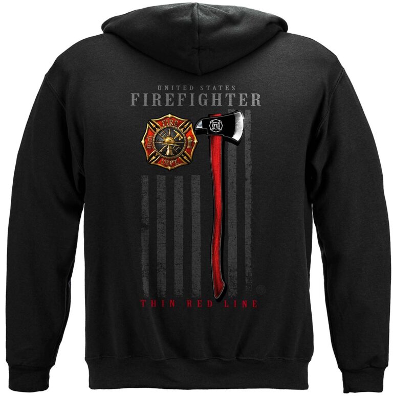 Firefighter Patriotic Flag Axe Hooded Sweat Shirt