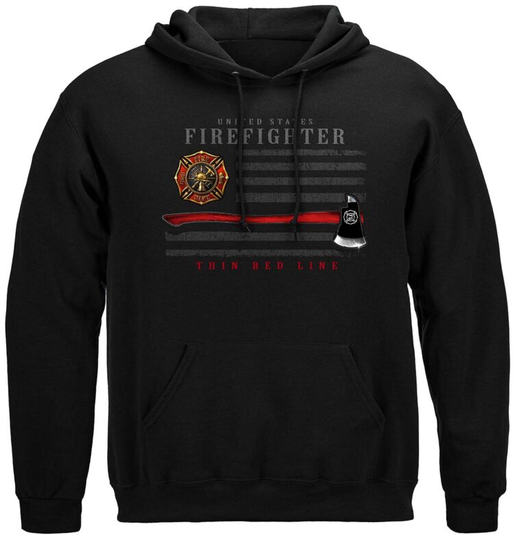 Firefighter Patriotic Flag Axe Hooded Sweat Shirt - Image 2