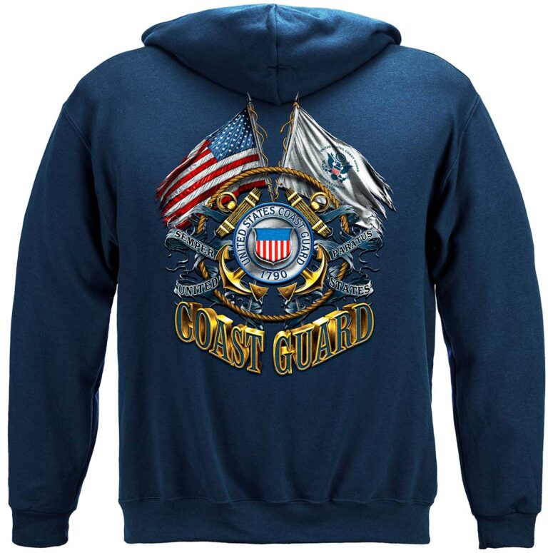 Double Flag Coast Guard Hooded Sweat Shirt