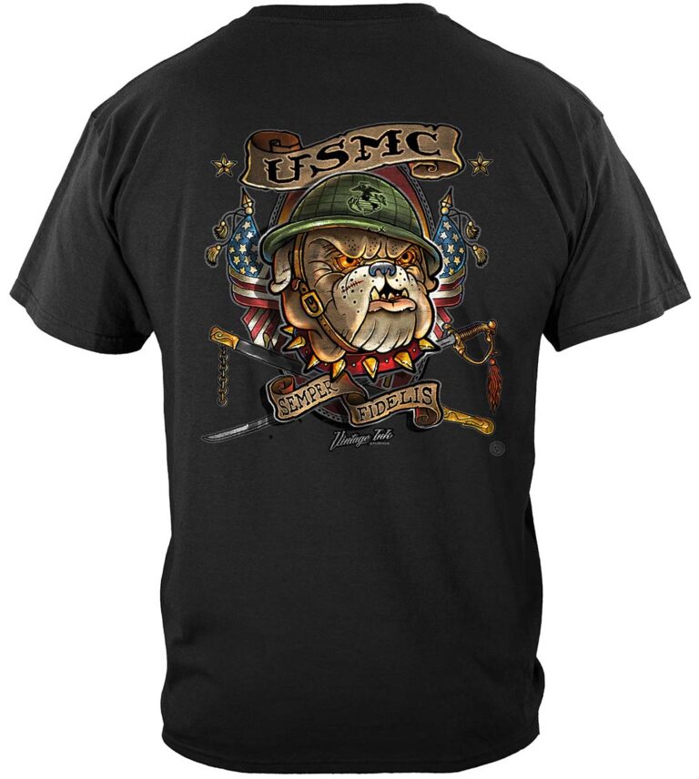 Marine Corps USMC Vintage Tattoo Semper Fidelis T-Shirt