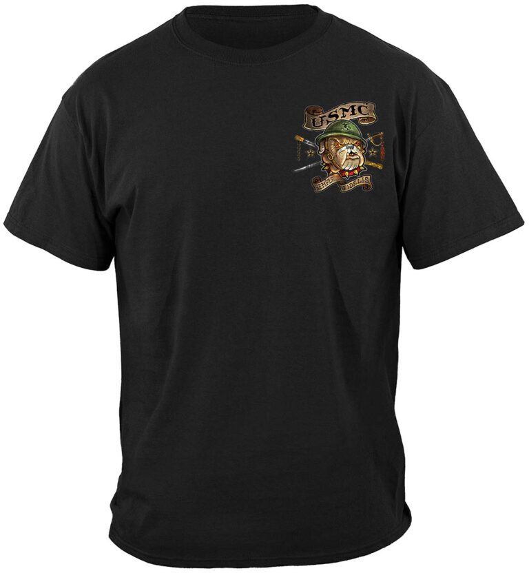 Marine Corps USMC Vintage Tattoo Semper Fidelis T-Shirt - Image 2