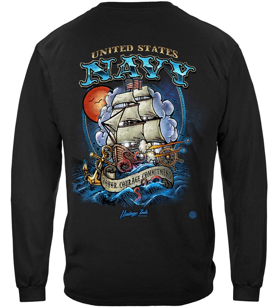 US NAVY Vintage Tattoo Battle schooners United States Navy USN Long ...